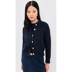 Alex Mill Navy Nico Cardigan Cable Knit